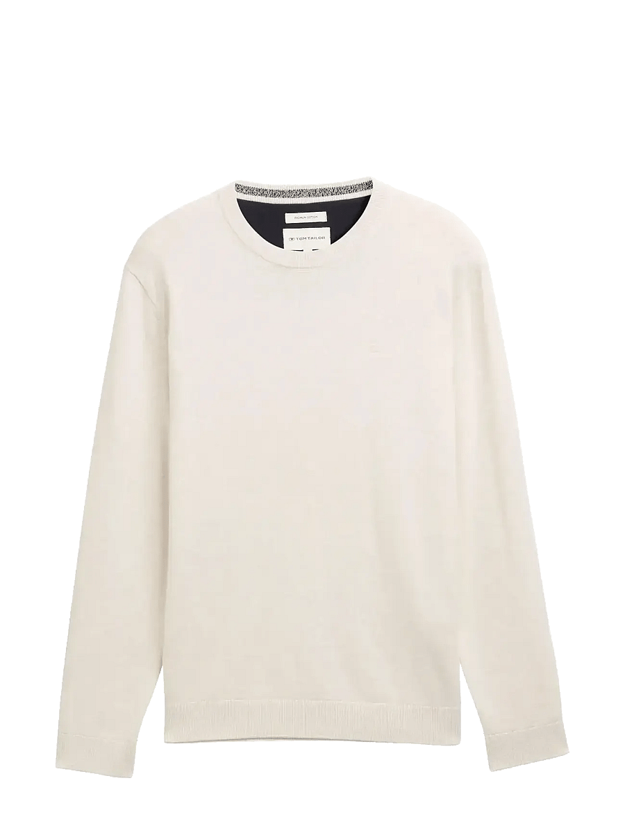 Tom Tailor - basic crewneck knit - rundhals - soft buttercream melange - 1