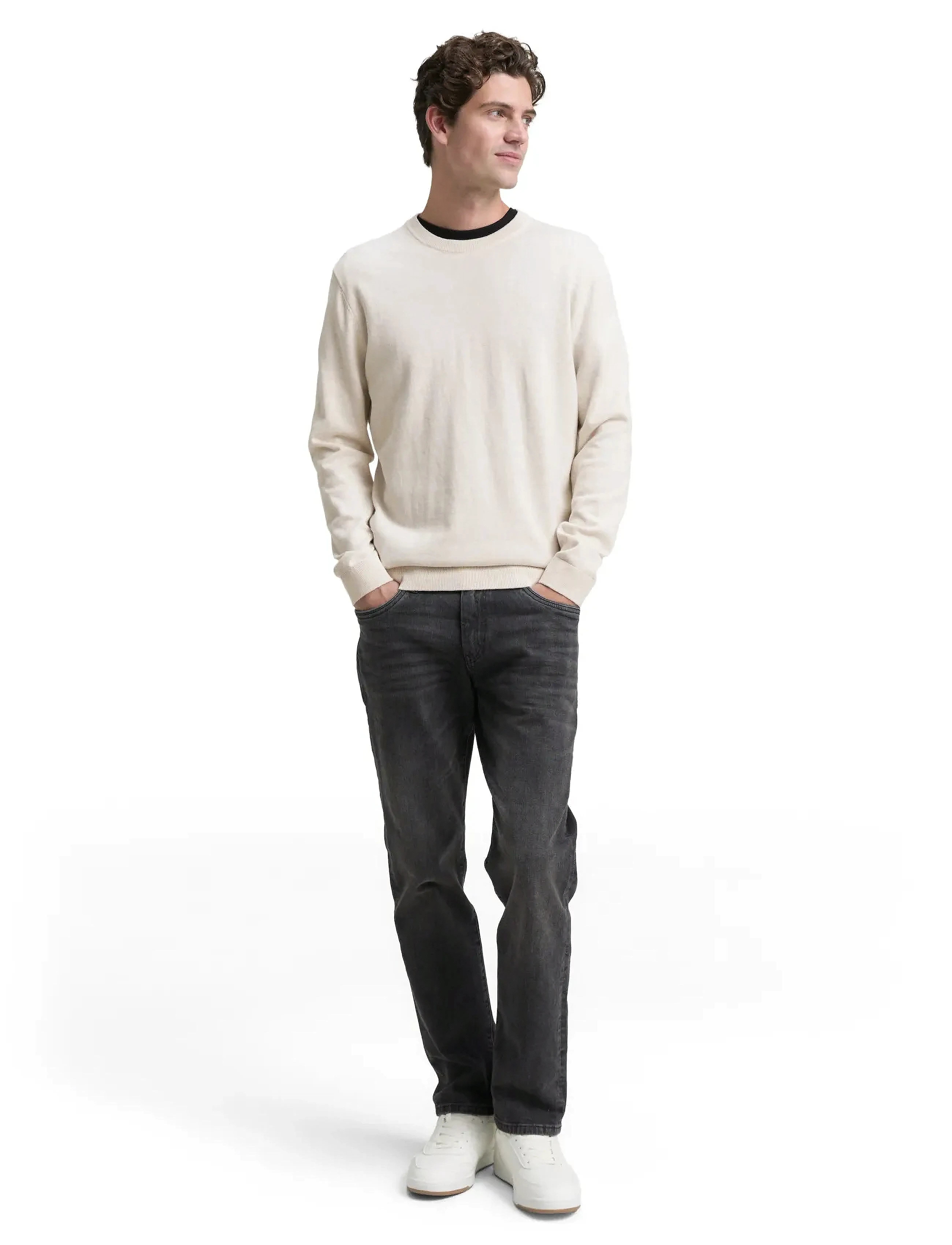 Tom Tailor Basic Crewneck Knit, XL, Knitwear, Creme - Round Necks, Männerswear