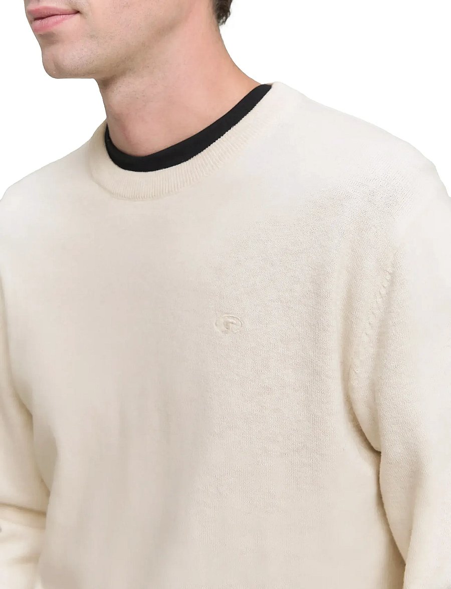 Tom Tailor - basic crewneck knit - rundhals - soft buttercream melange - 3