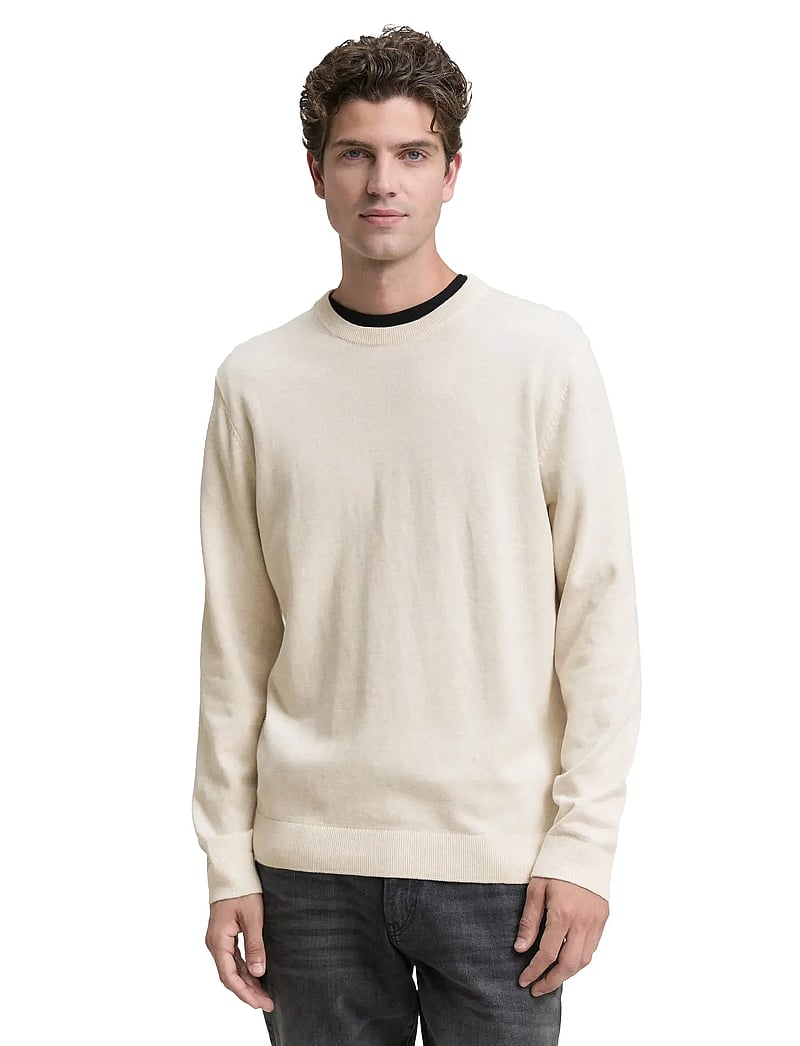 Tom Tailor - basic crewneck knit - rund hals - soft buttercream melange - 4