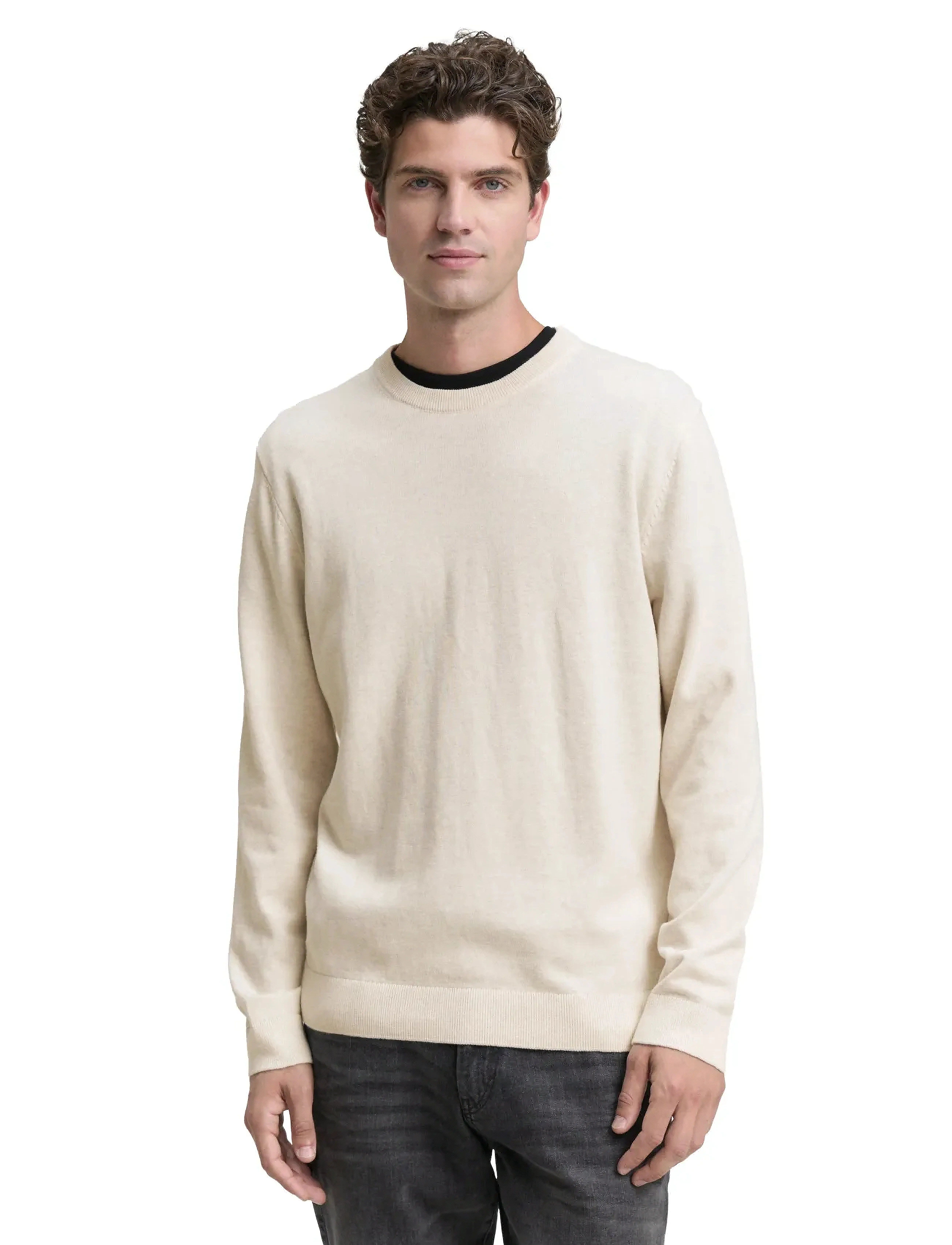 Tom Tailor - basic crewneck knit - lowest prices - soft buttercream melange - 4