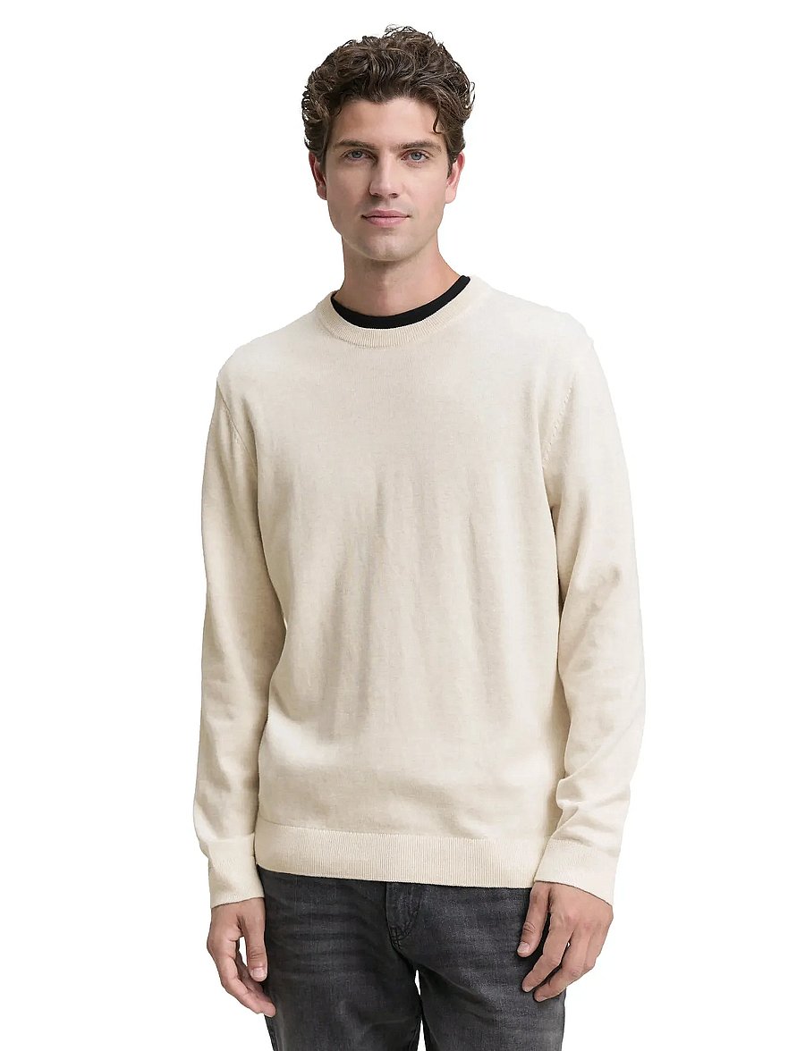 Tom Tailor - basic crewneck knit - rundhals - soft buttercream melange - 4