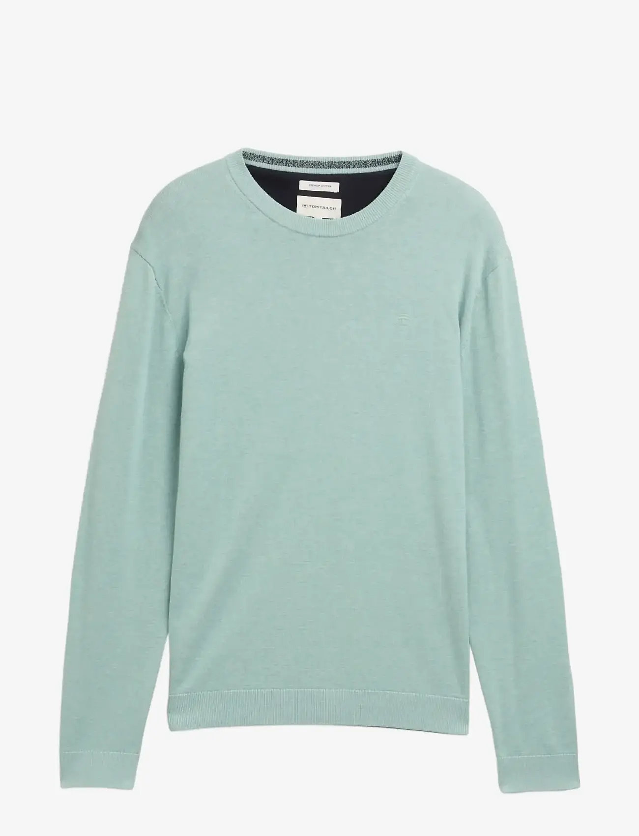 Tom Tailor - basic crewneck knit - laveste priser - soft greyish green melange - 1