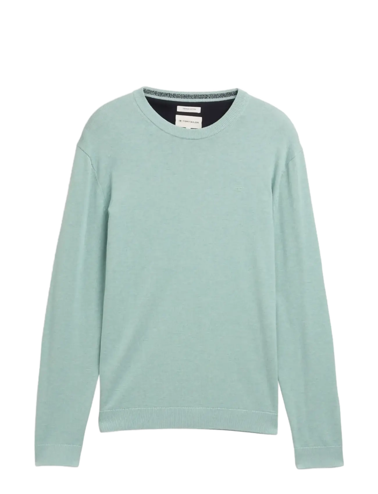 Tom Tailor basic crewneck knit - TOM TAILOR - SOFT GREYISH GREEN MELANGE / green