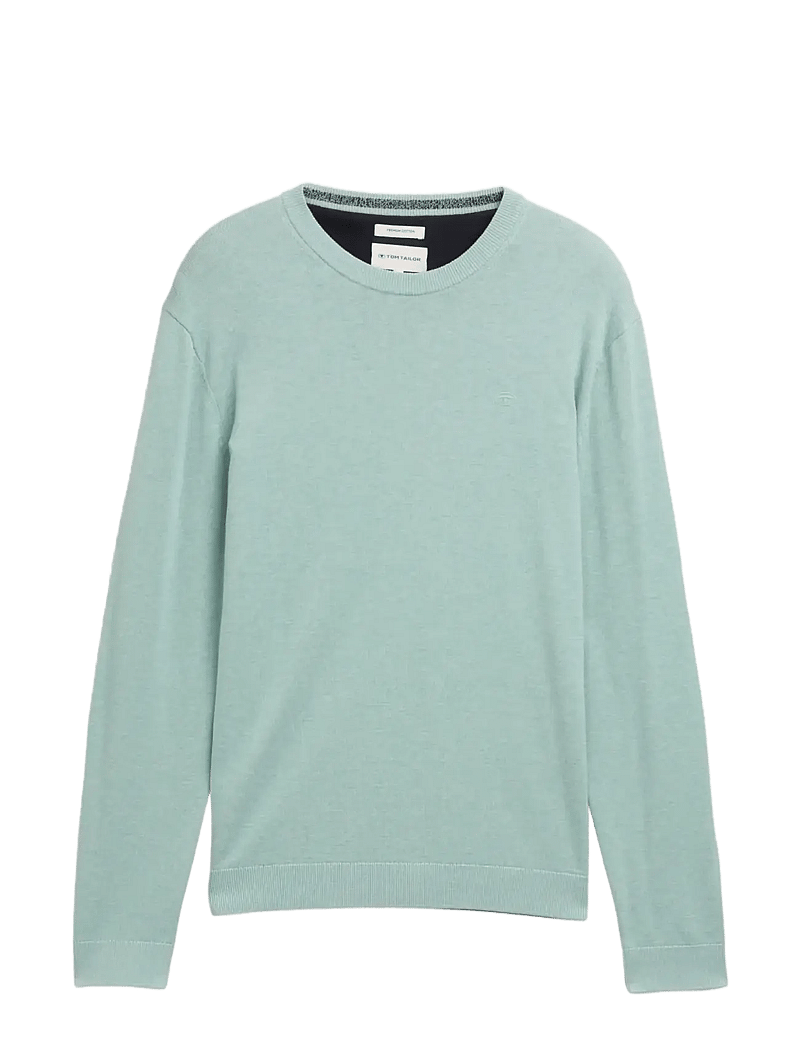 Tom Tailor - basic crewneck knit - rund hals - soft greyish green melange - 1