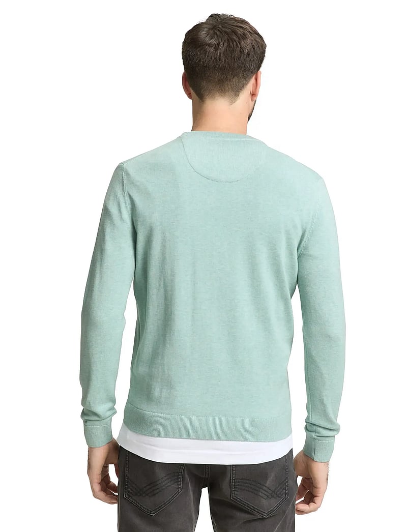 Tom Tailor - basic crewneck knit - rund hals - soft greyish green melange - 2