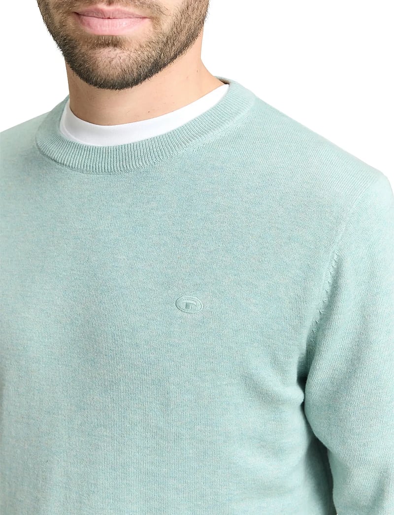 Tom Tailor - basic crewneck knit - rund hals - soft greyish green melange - 4