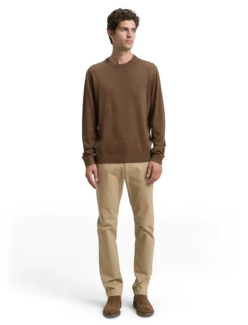 Tom Tailor - basic crewneck knit - prjónaðir kragar - dark taupe melange - 0