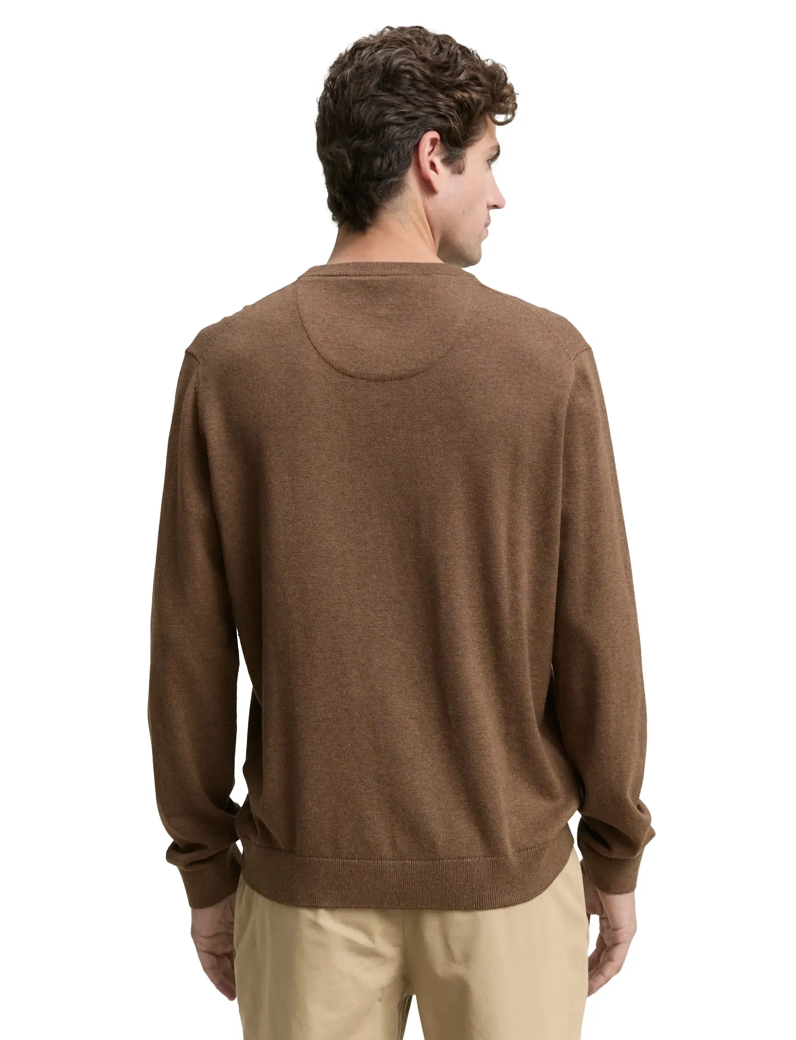 Tom Tailor - basic crewneck knit - rundhalsad - dark taupe melange - 2