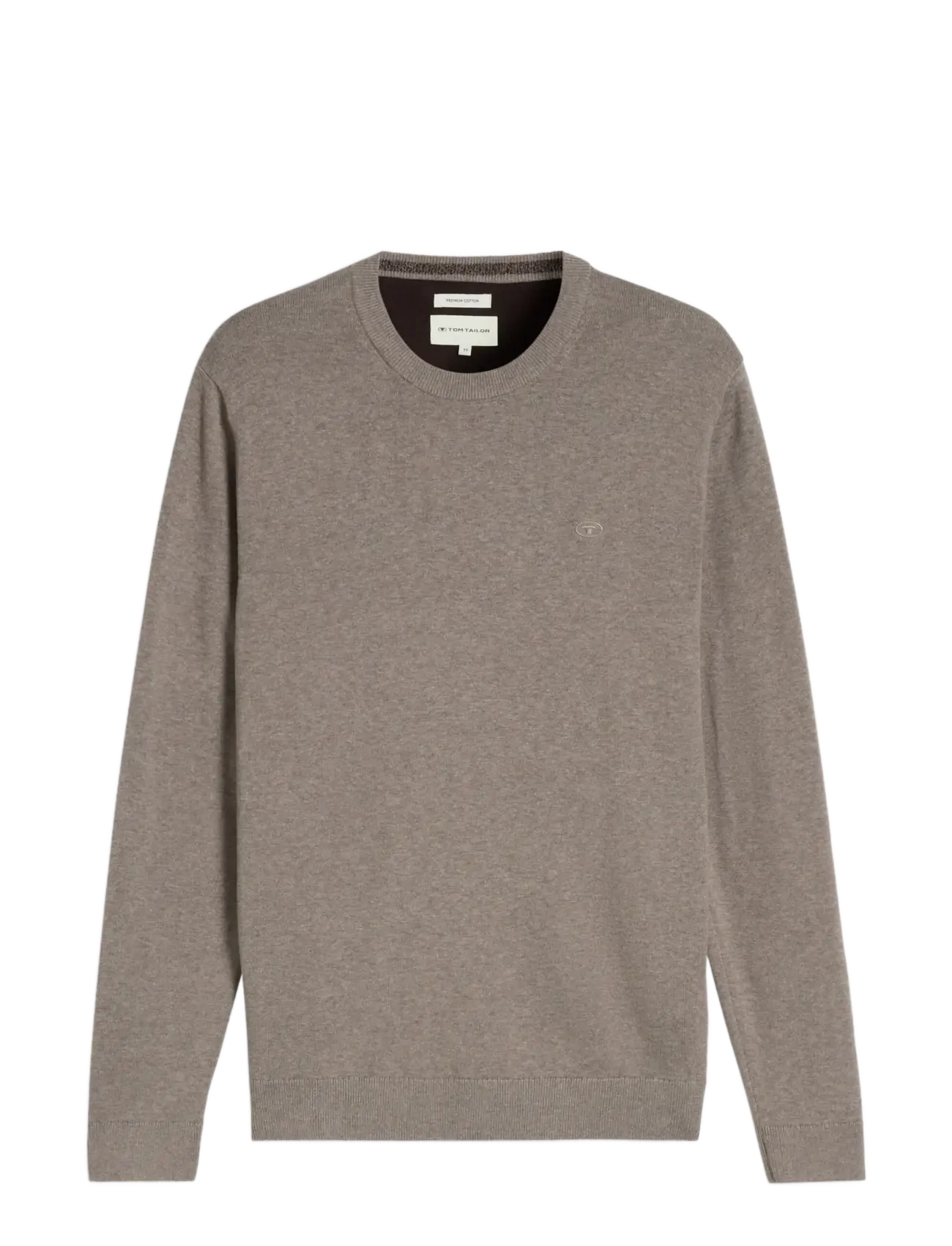 Tom Tailor basic crewneck knit - Knitwear - DRIFTWOOD TAUPE MELANGÉ / brown