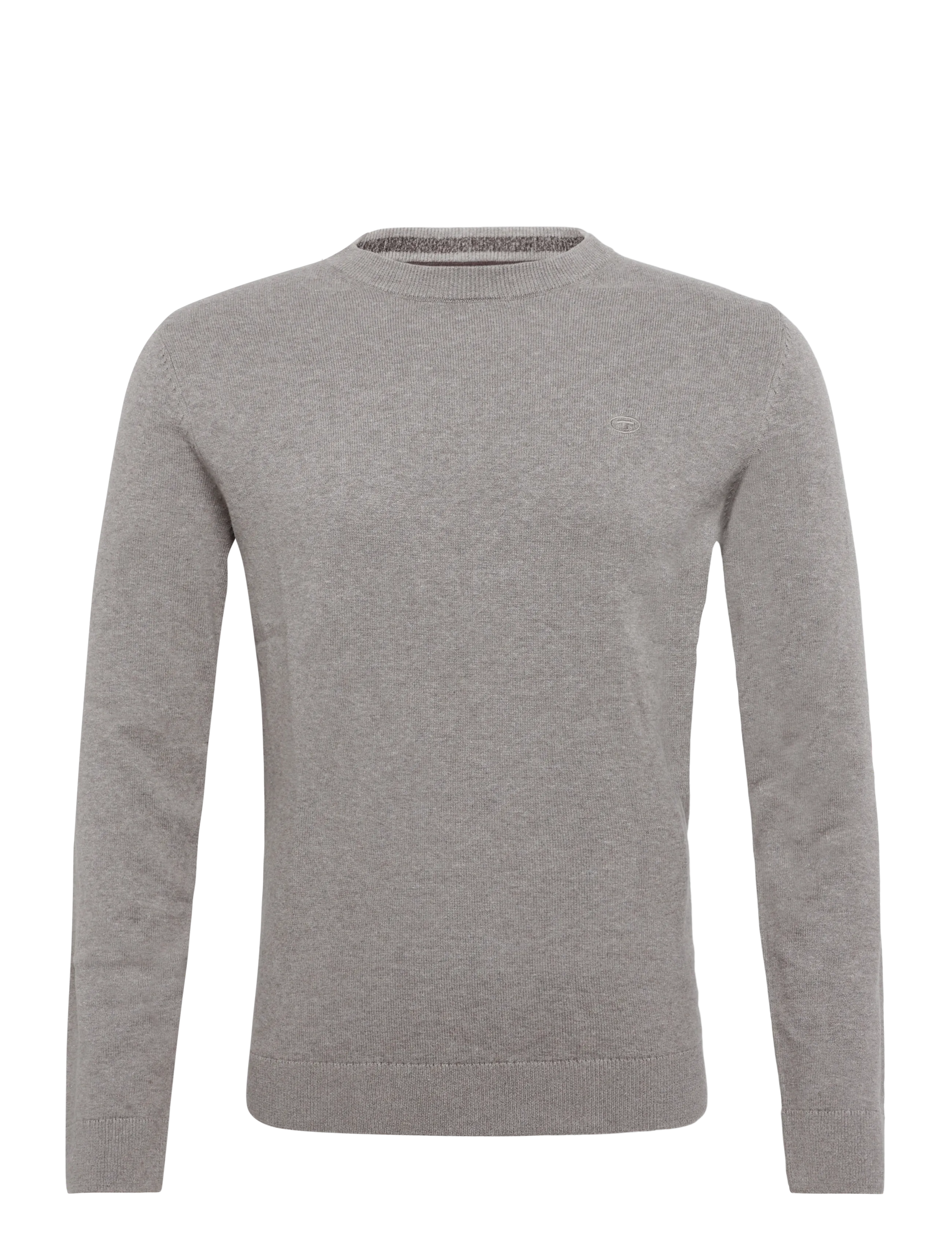 Tom Tailor basic crewneck knit - Rundhals - DRIFTWOOD TAUPE MELANGÉ / brown