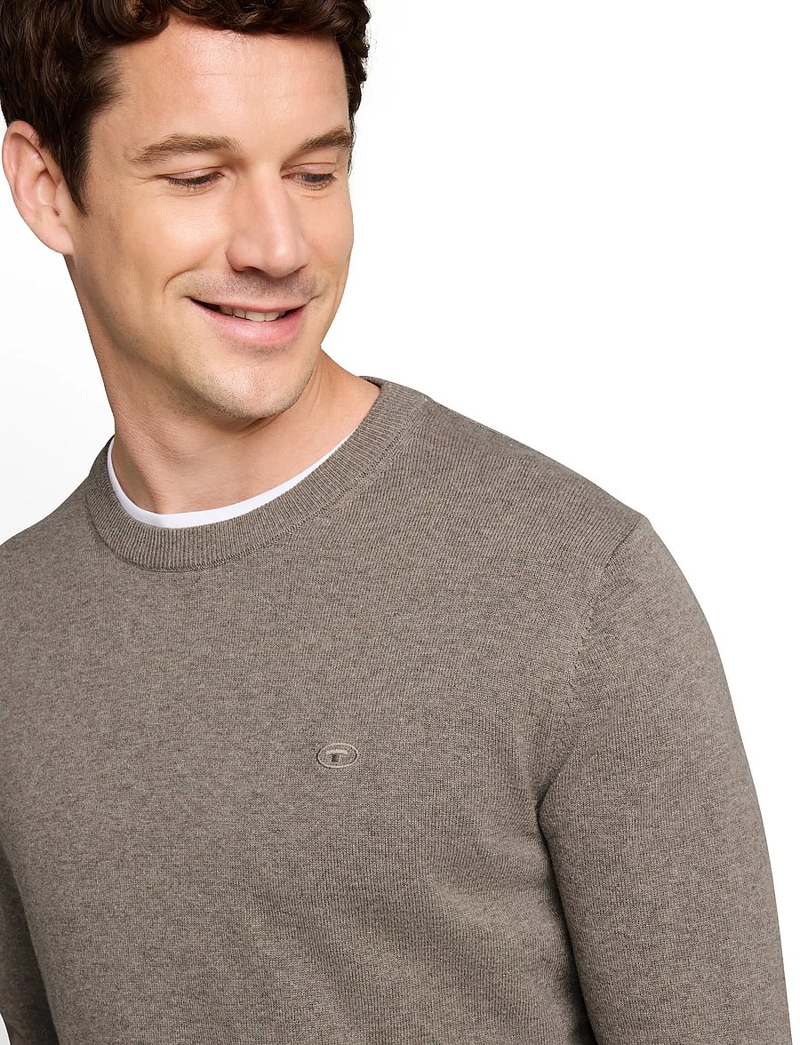 Tom Tailor - basic crewneck knit - round necks - driftwood taupe melangÉ - 3