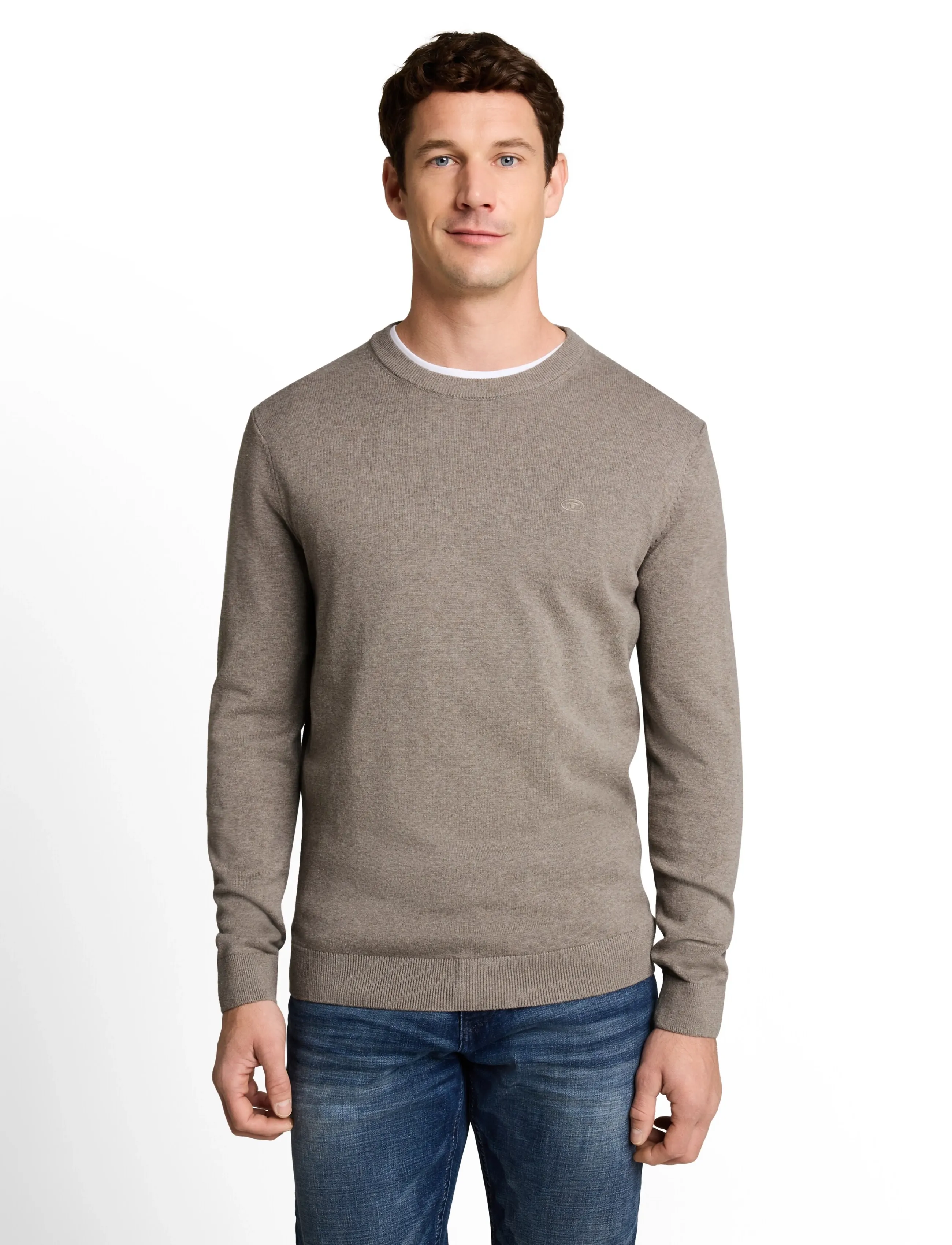 Tom Tailor - basic crewneck knit - round necks - driftwood taupe melangÉ - 4