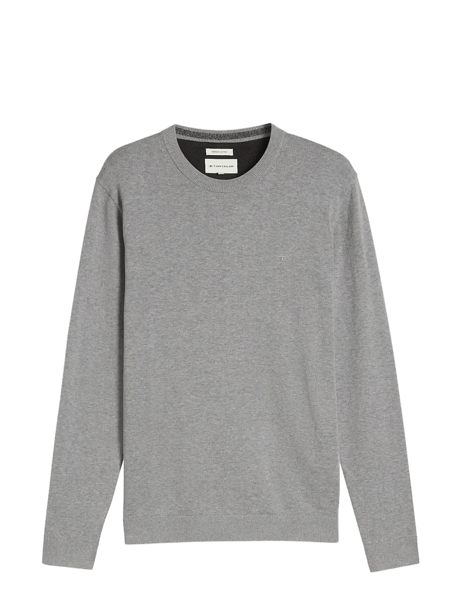 Tom Tailor - basic crewneck knit - rundhals - knit grey melange - 1