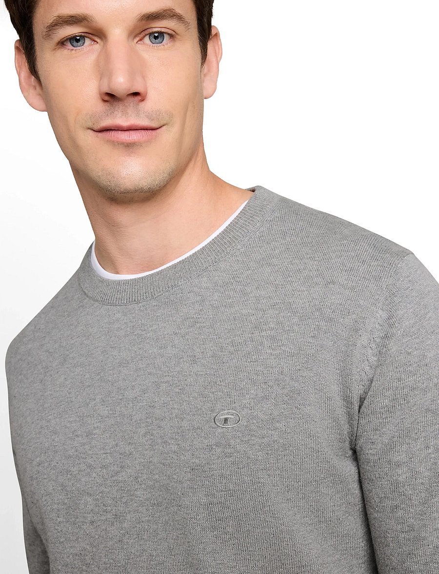 Tom Tailor - basic crewneck knit - rundhals - knit grey melange - 3