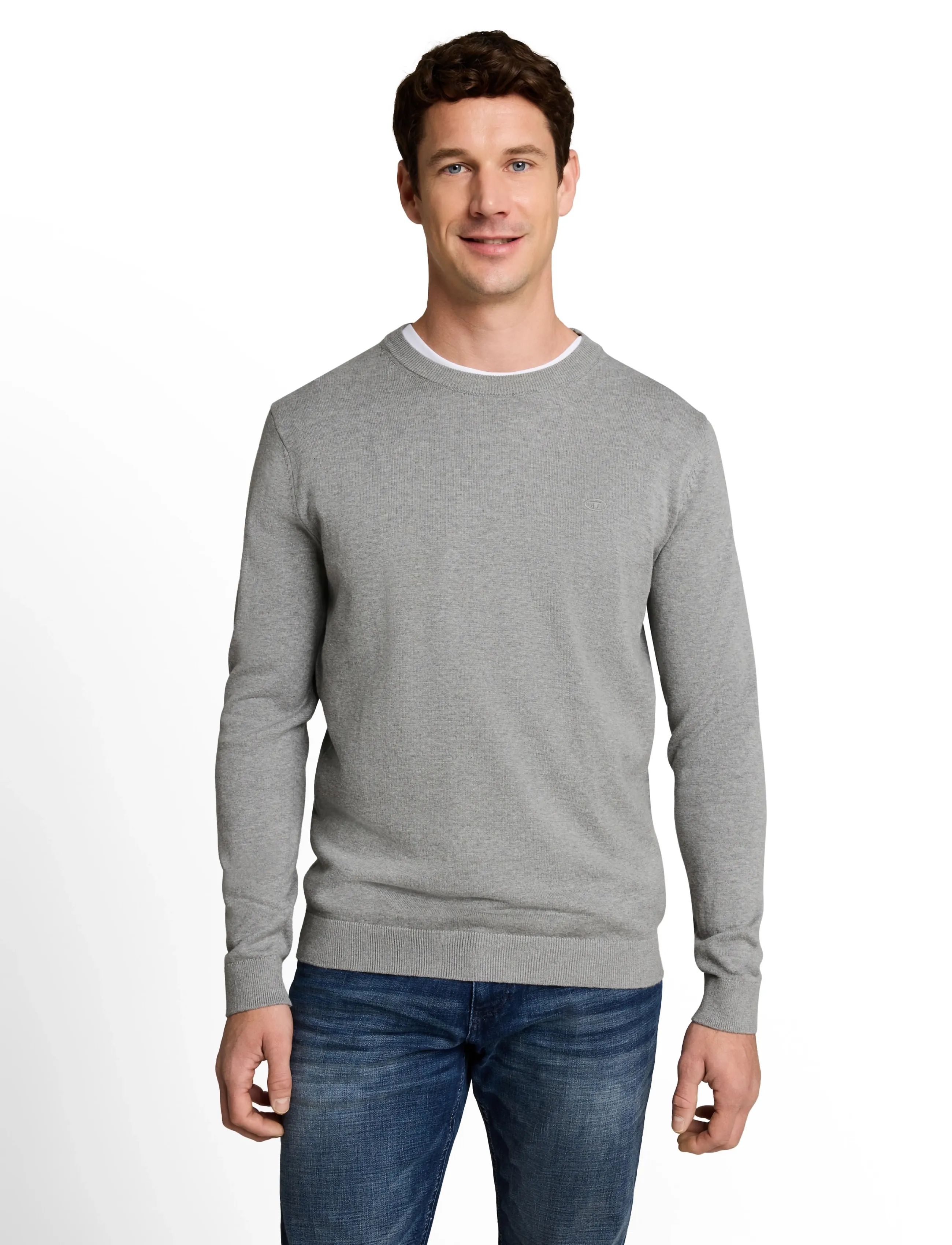 Tom Tailor - basic crewneck knit - rundhals - knit grey melange - 4