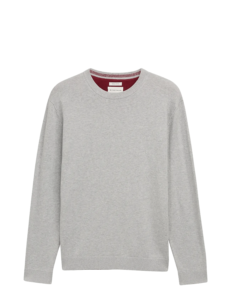 Tom Tailor - basic crewneck knit - rundhalsad - light soft grey melange - 1