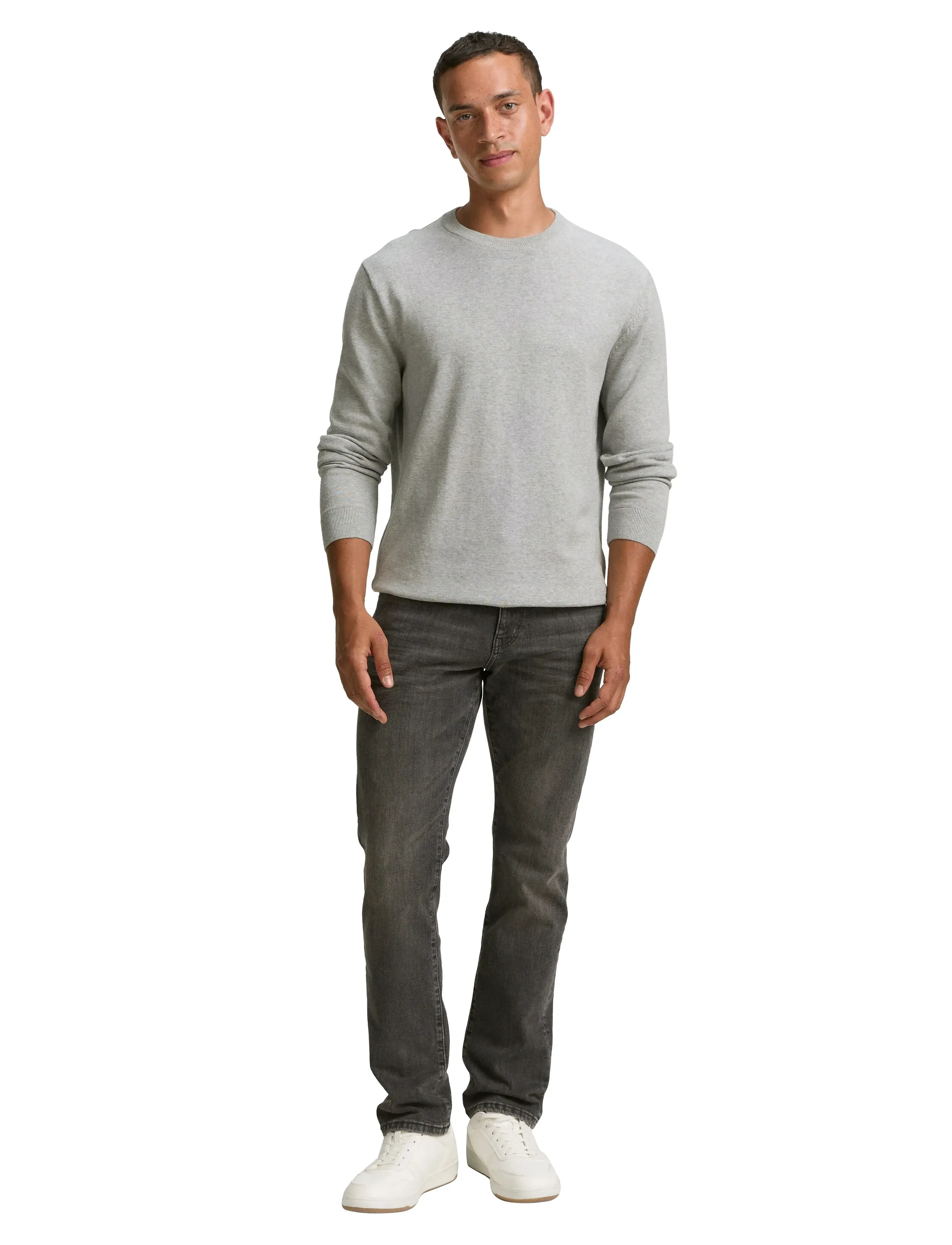 Tom Tailor Basic Crewneck Knit, S, Grey, Strik > Runde Halse, Herre