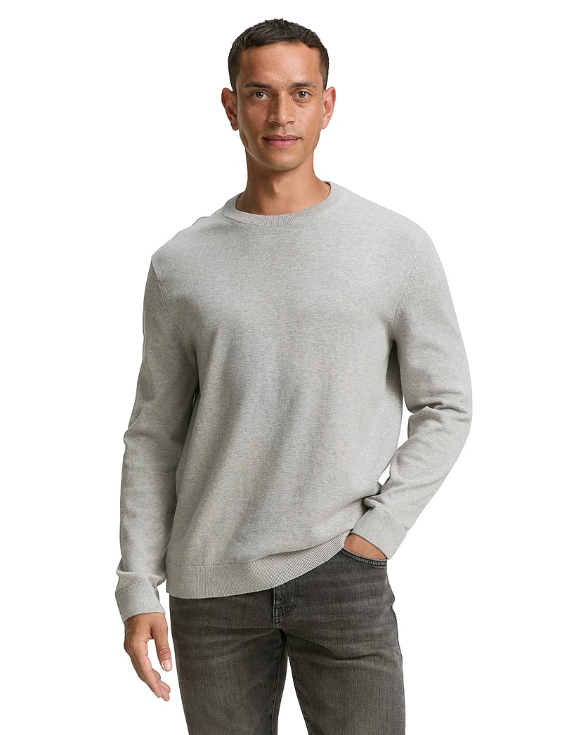 Tom Tailor - basic crewneck knit - rundhalsad - light soft grey melange - 3