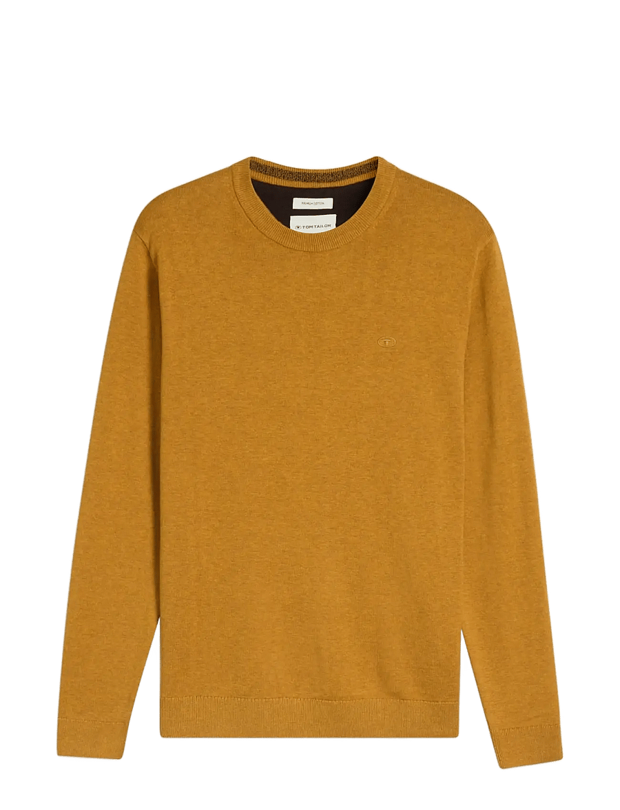 Tom Tailor - basic crewneck knit - round necks - mustard melange - 1