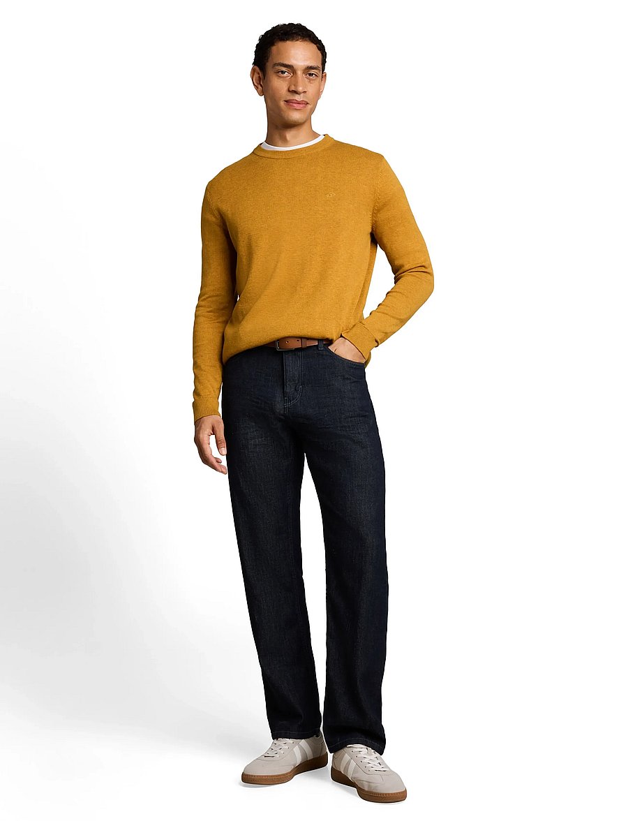Tom Tailor - basic crewneck knit - round necks - mustard melange - 0