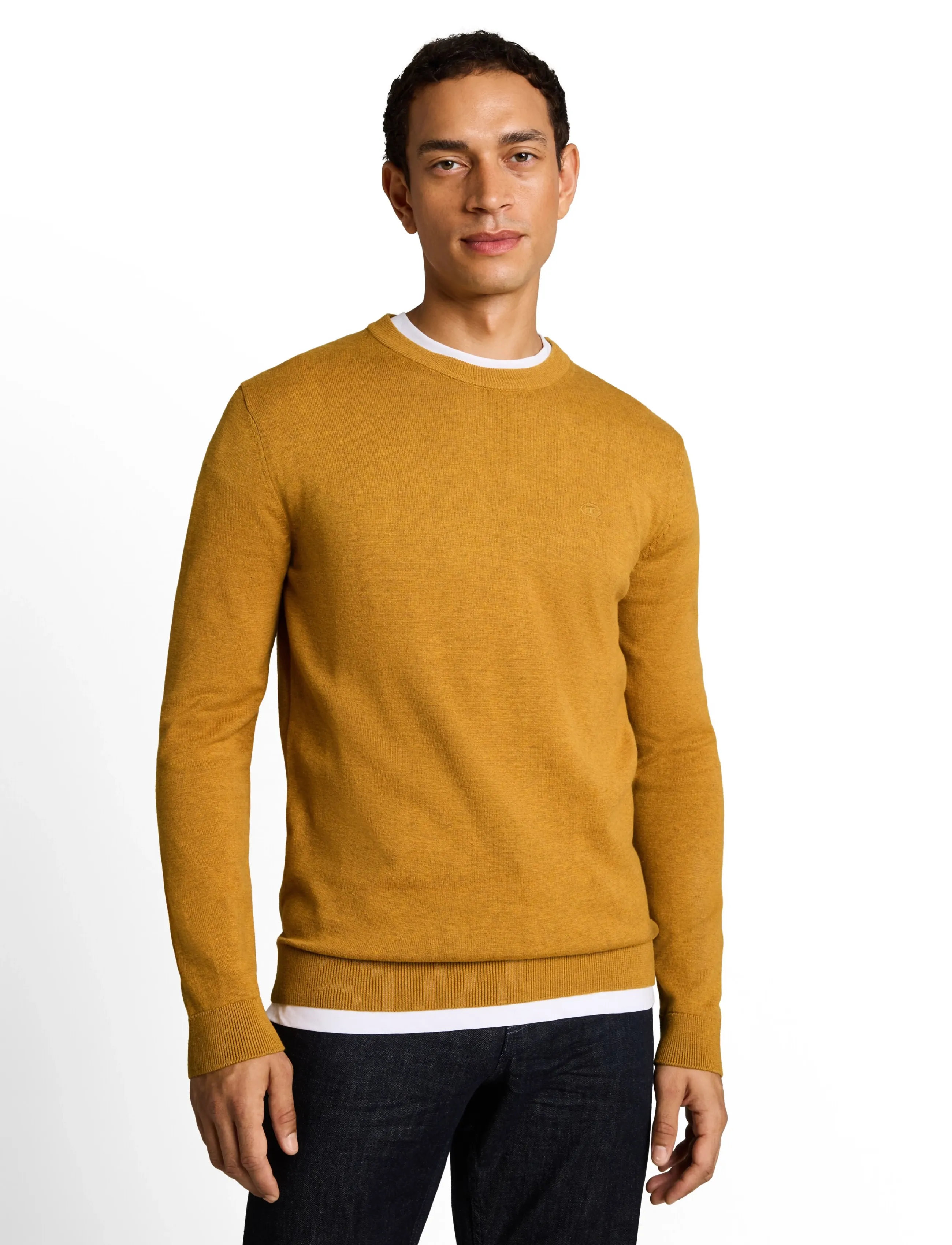 Tom Tailor - basic crewneck knit - round necks - mustard melange - 3