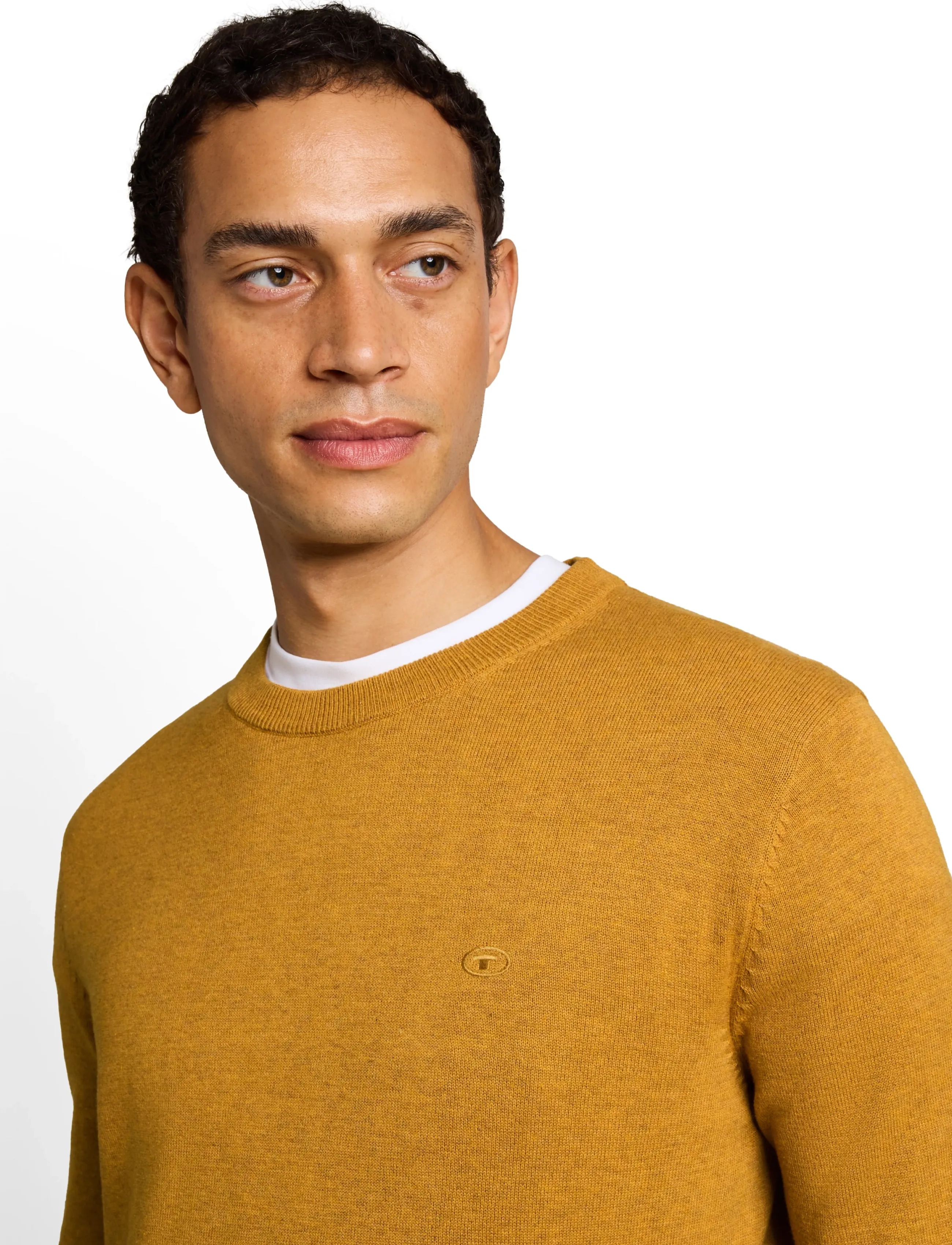 Tom Tailor - basic crewneck knit - round necks - mustard melange - 4