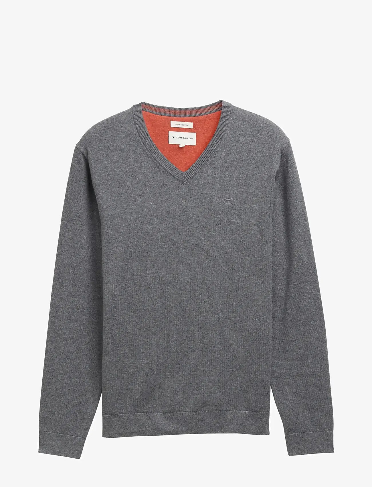 Tom Tailor - basic v-neck knit - autumn clothing - classic dark grey melange - 0