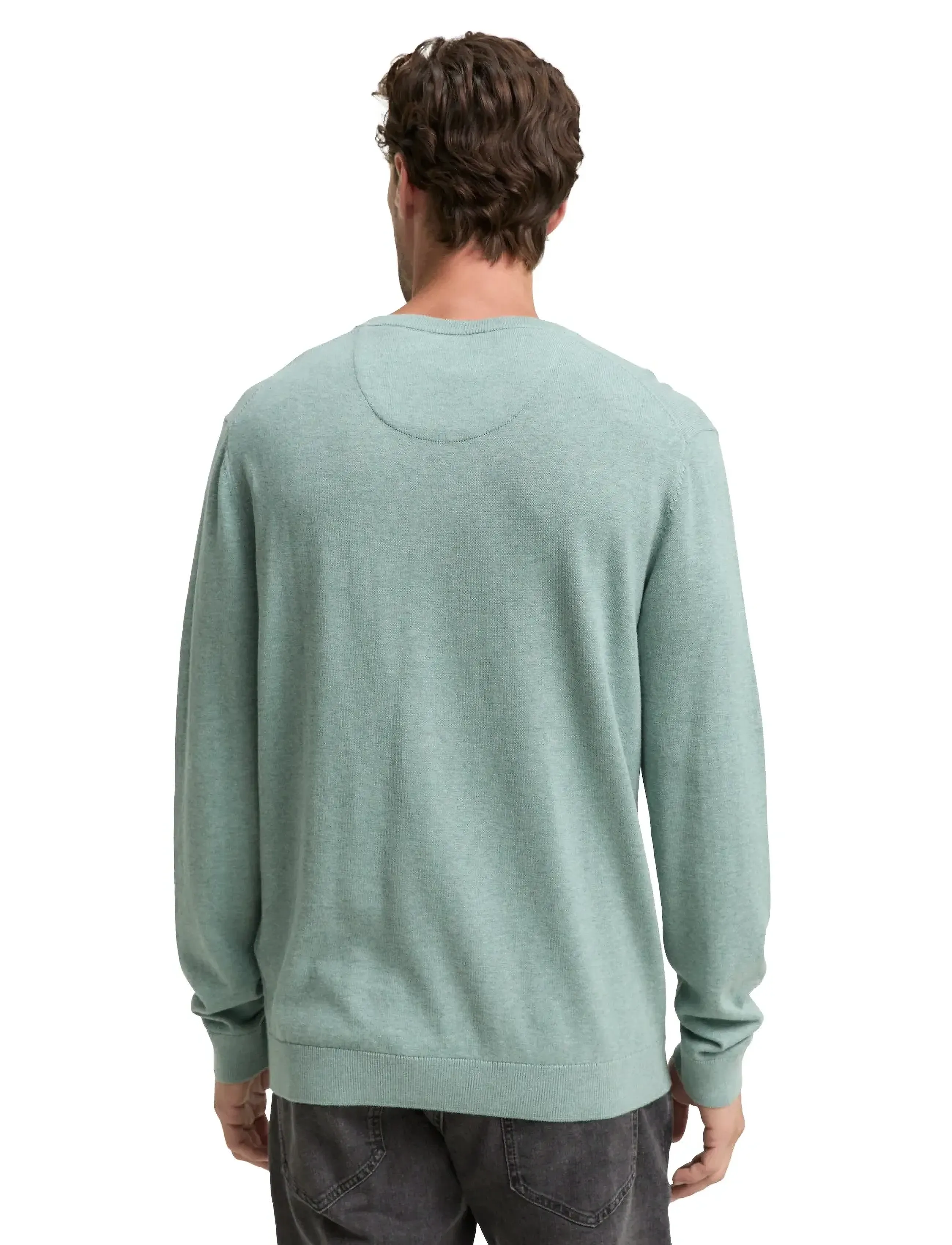 Tom Tailor - basic v-neck knit - v-hálsmál - dark smoke green melange - 2
