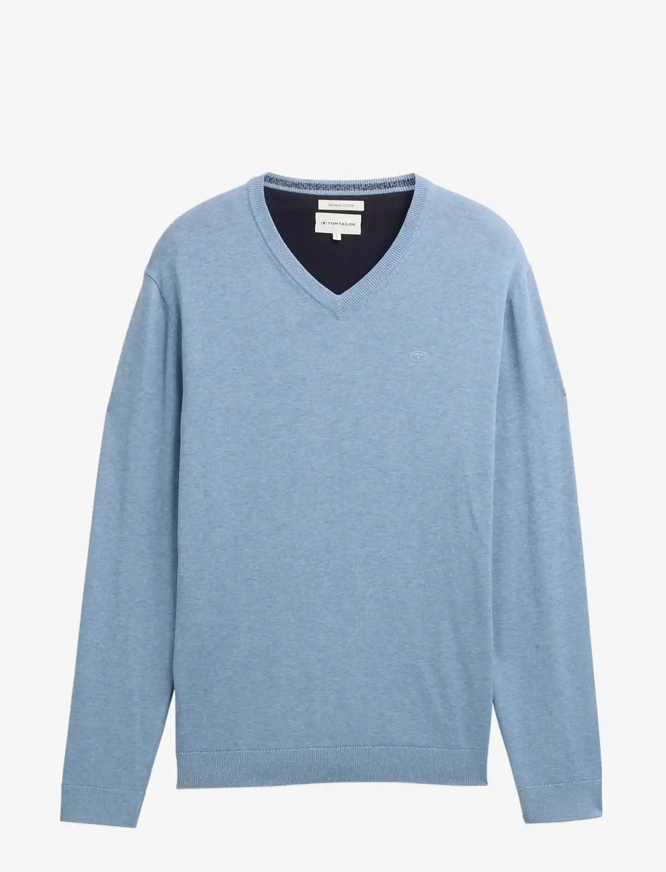 Tom Tailor - basic v-neck knit - v-kaelusega kudumid - mountain spring blue melange - 1