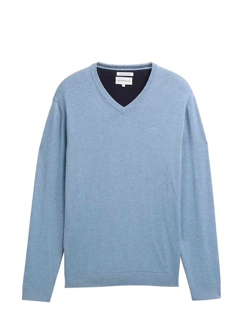 Tom Tailor - basic v-neck knit - v-kaelusega kudumid - mountain spring blue melange - 1