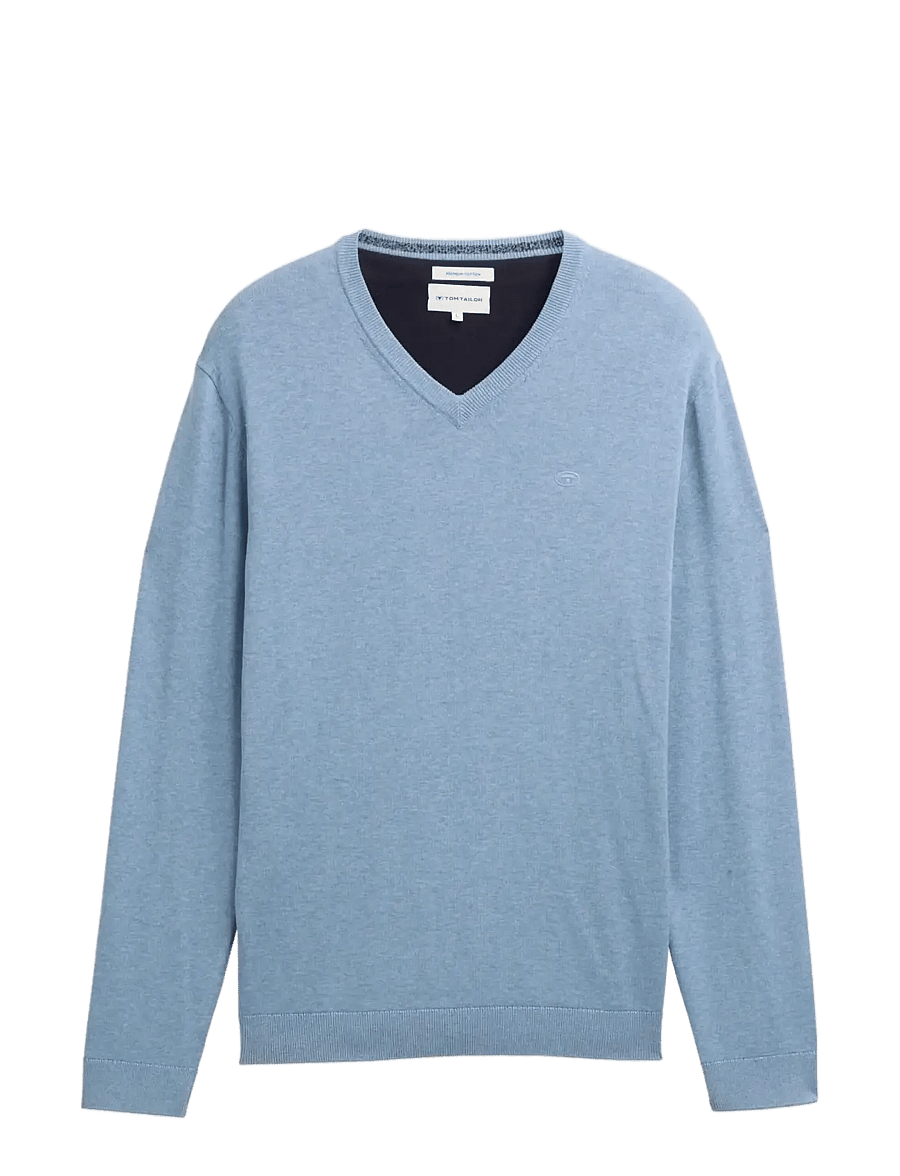 Tom Tailor - basic v-neck knit - v-ausschnitt - mountain spring blue melange - 1