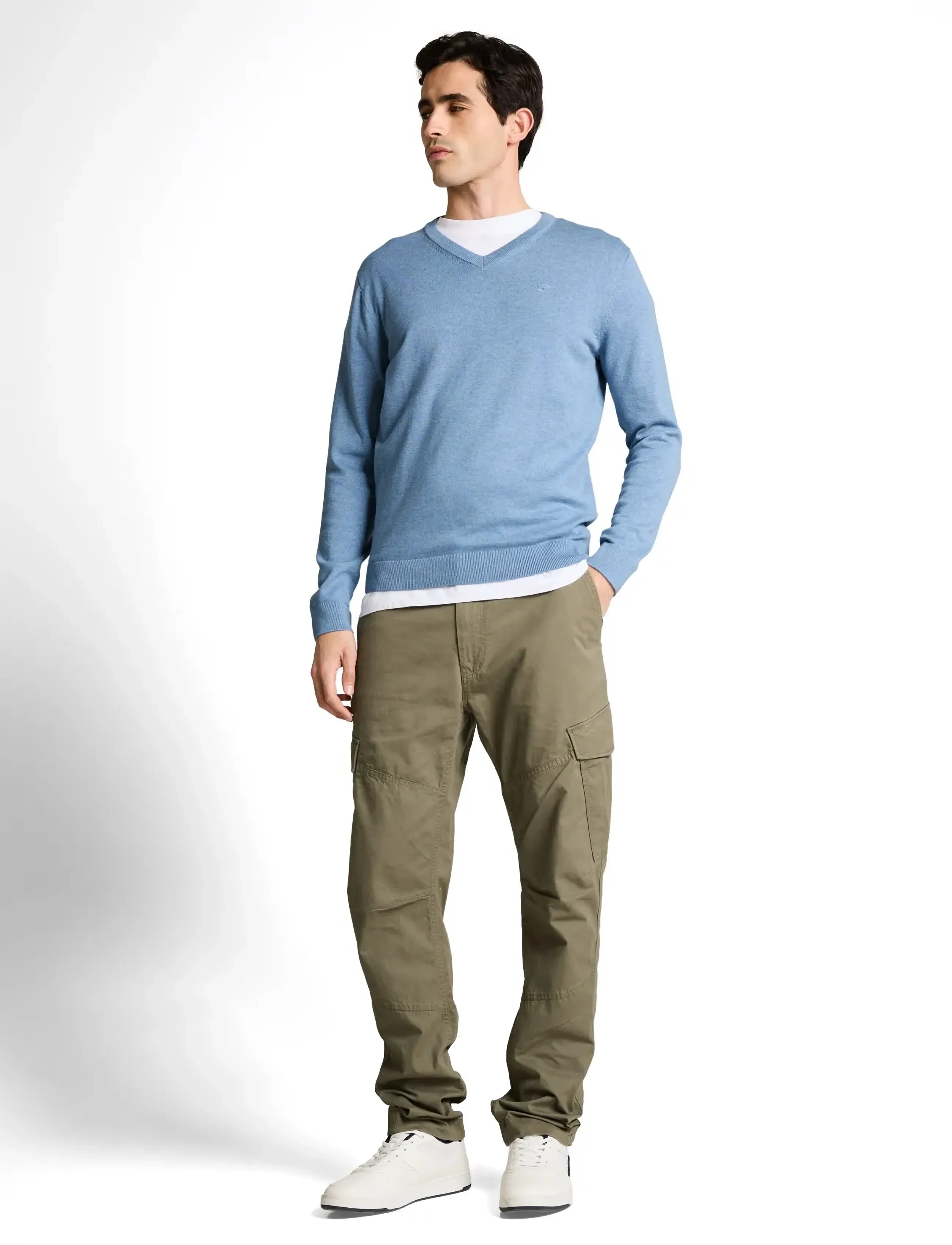 Tom Tailor Basic V-Neck Knit, XXL, Blue, Strik > V-Halse, Herre