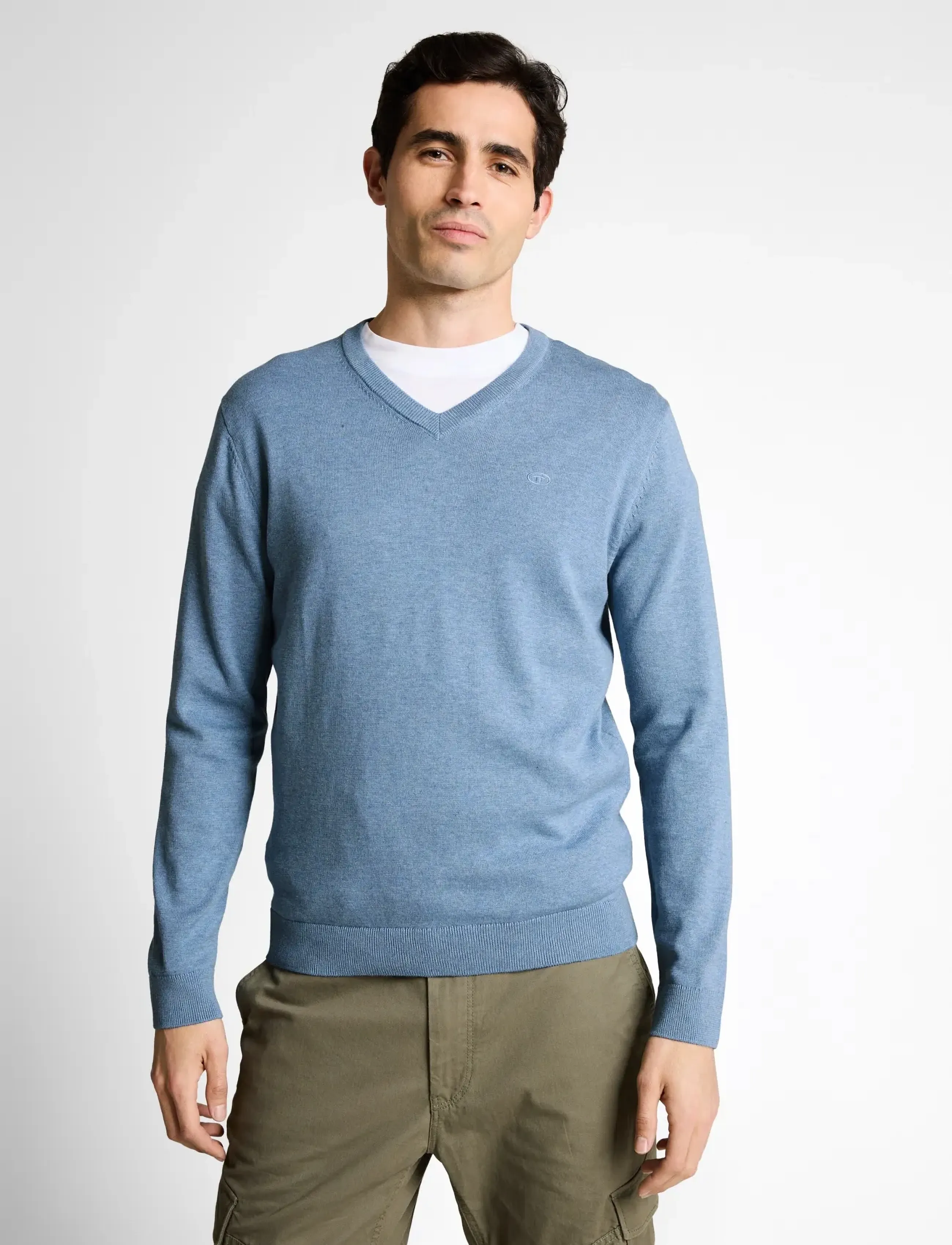 Tom Tailor - basic v-neck knit - v-necks - mountain spring blue melange - 3