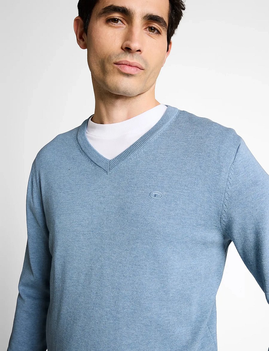 Tom Tailor - basic v-neck knit - v-ausschnitt - mountain spring blue melange - 4