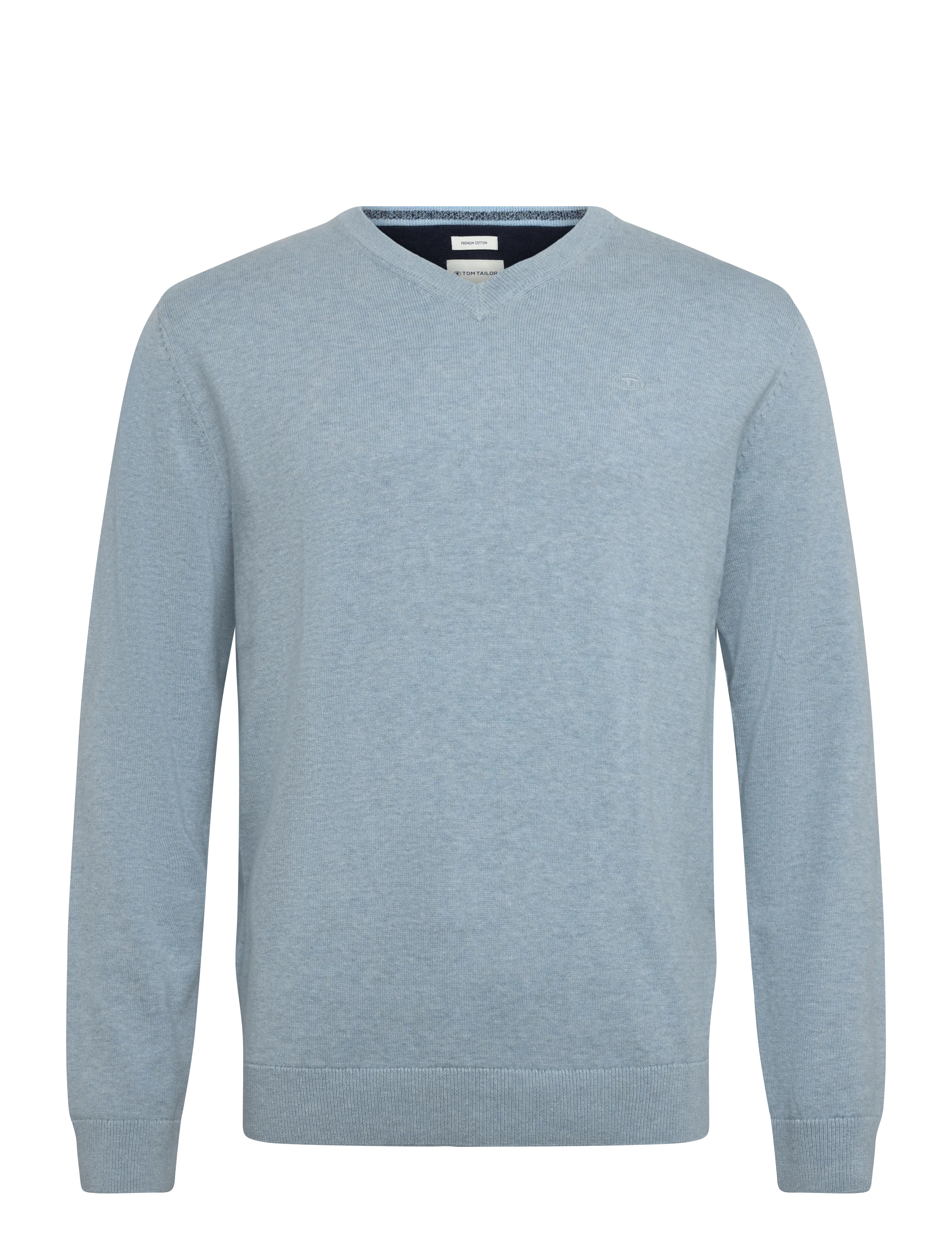 Tom Tailor basic v-neck knit - V-ringat - LIGHT METAL BLUE MELANGE / blue