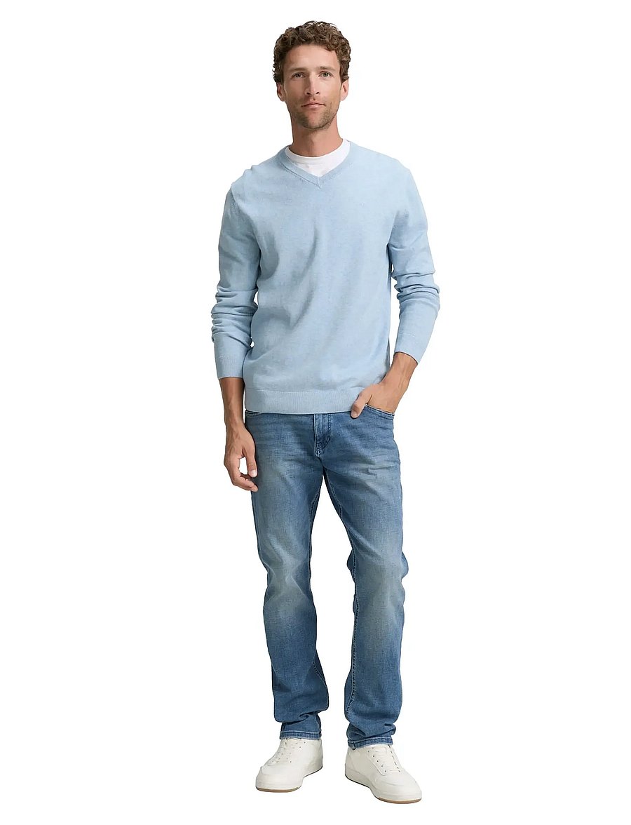 Tom Tailor - basic v-neck knit - v-ringat - light metal blue melange - 0