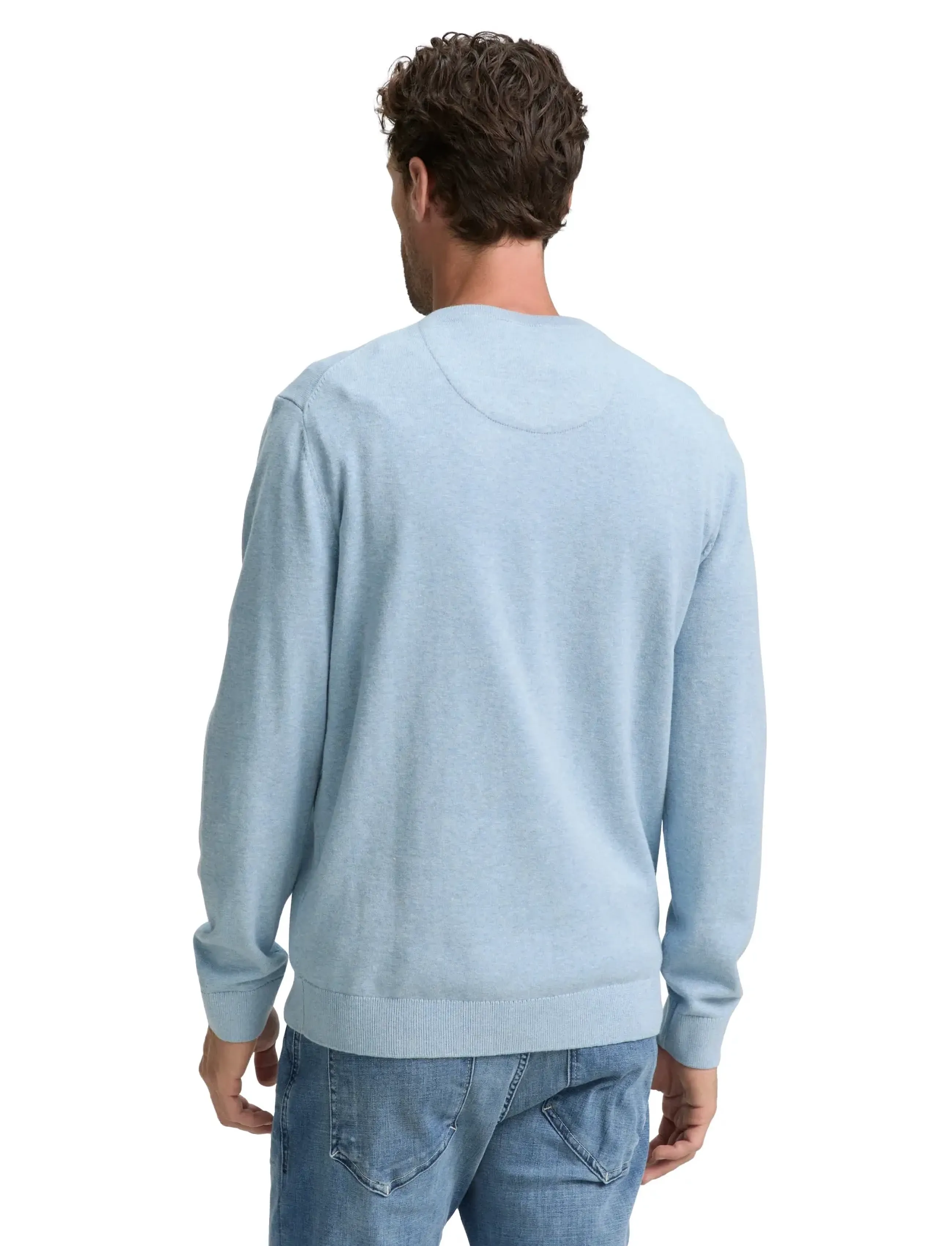 Tom Tailor - basic v-neck knit - v-ringat - light metal blue melange - 3