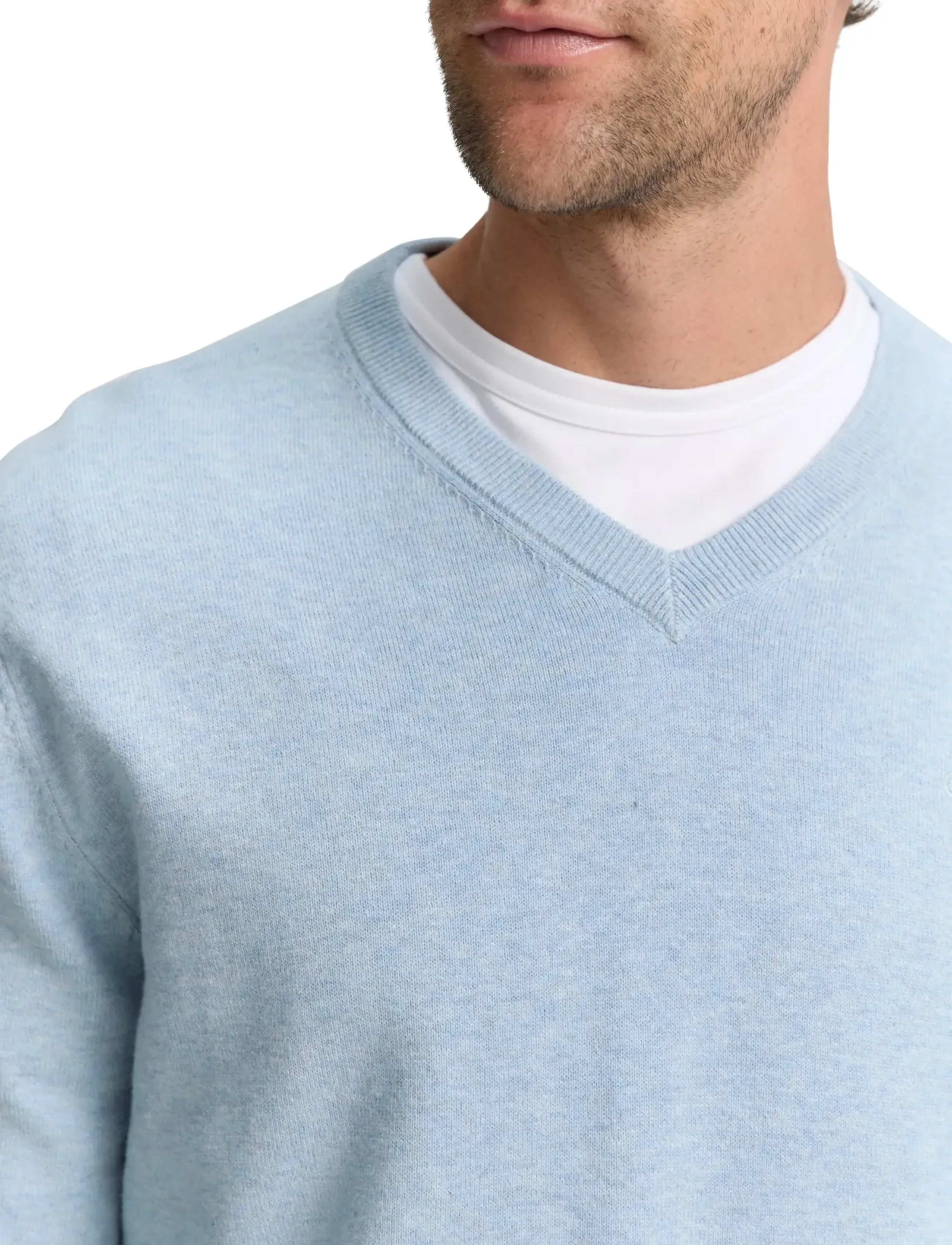 Tom Tailor - basic v-neck knit - v-ringat - light metal blue melange - 5