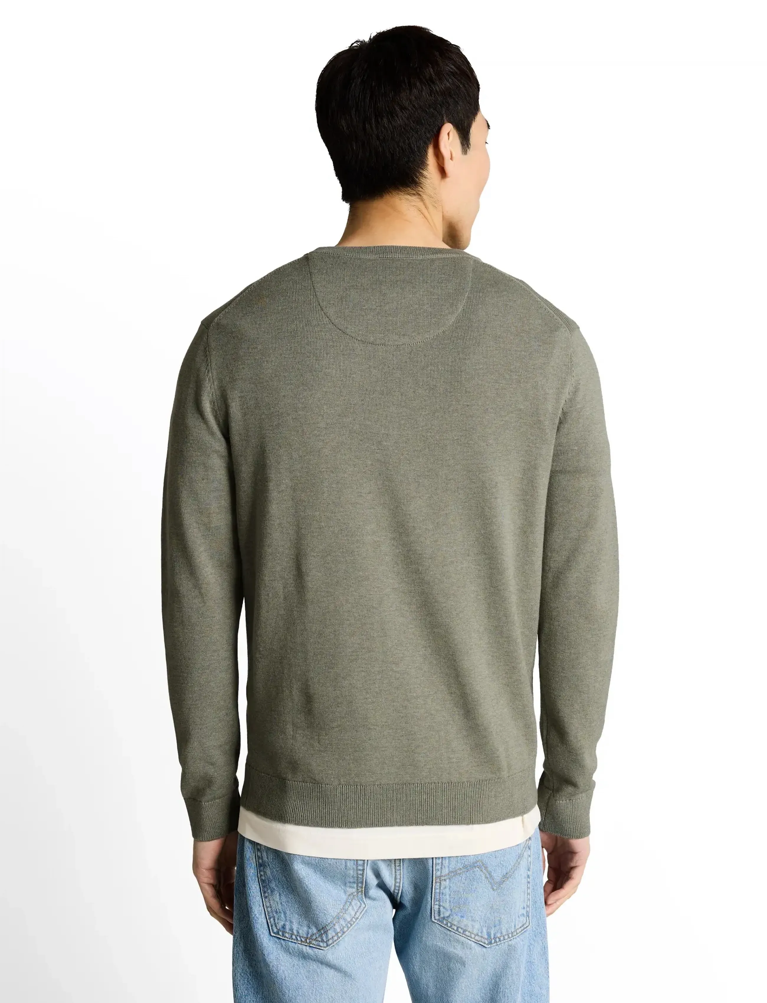 Tom Tailor - basic v-neck knit - v-necks - greyish shadow olive melange - 2
