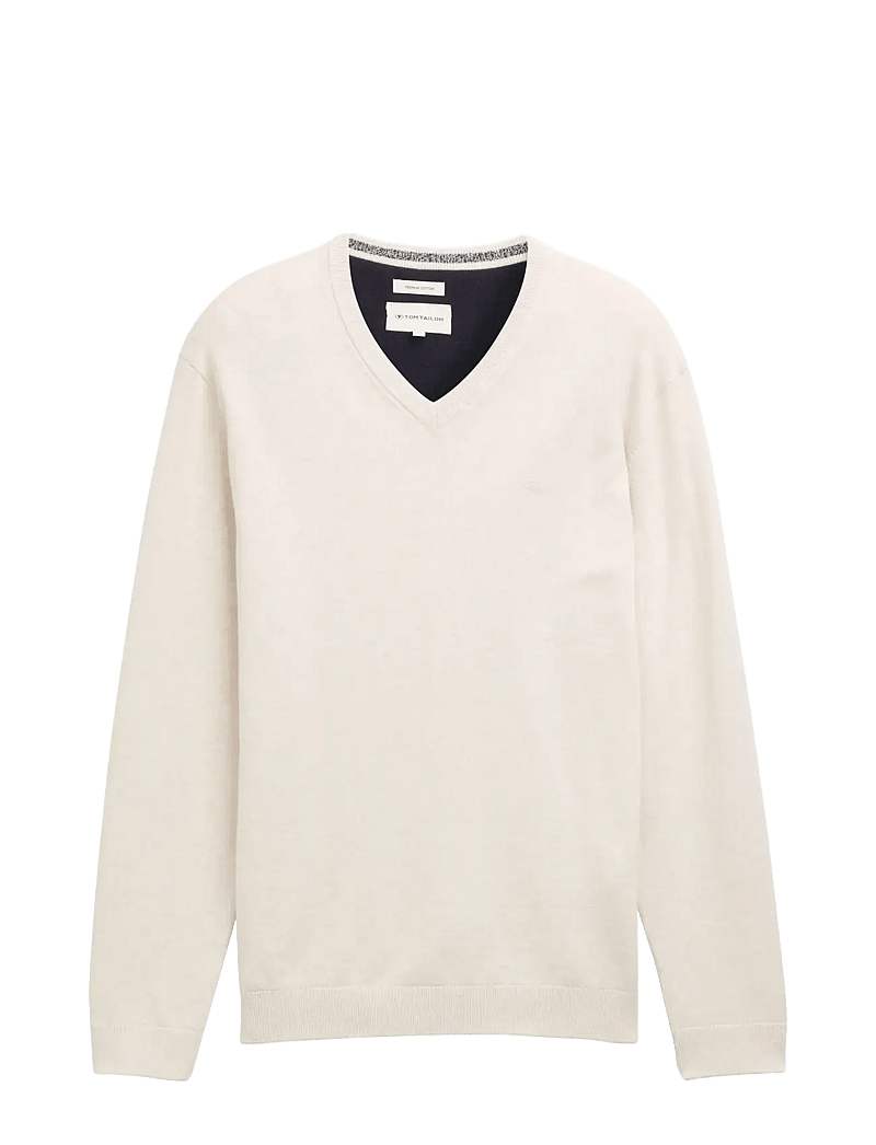 Tom Tailor - basic v-neck knit - v-kaelusega kudumid - soft buttercream melange - 1