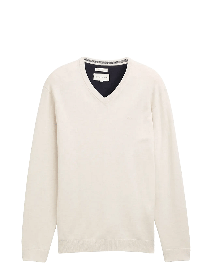 Tom Tailor - basic v-neck knit - v-ringat - soft buttercream melange - 1