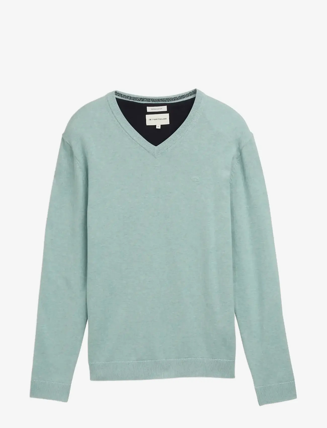 Tom Tailor - basic v-neck knit - laveste priser - soft greyish green melange - 1