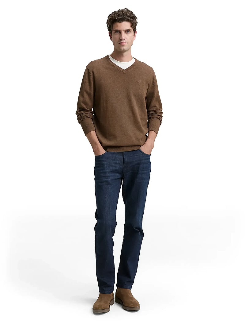 Tom Tailor - basic v-neck knit - v-hals - dark taupe melange - 0