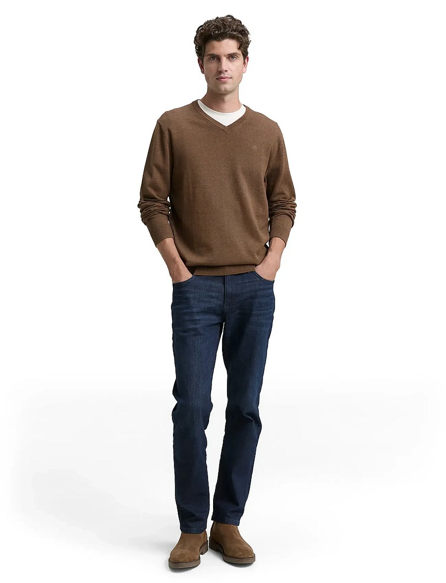 Tom Tailor - basic v-neck knit - v-kaelusega kudumid - dark taupe melange - 0