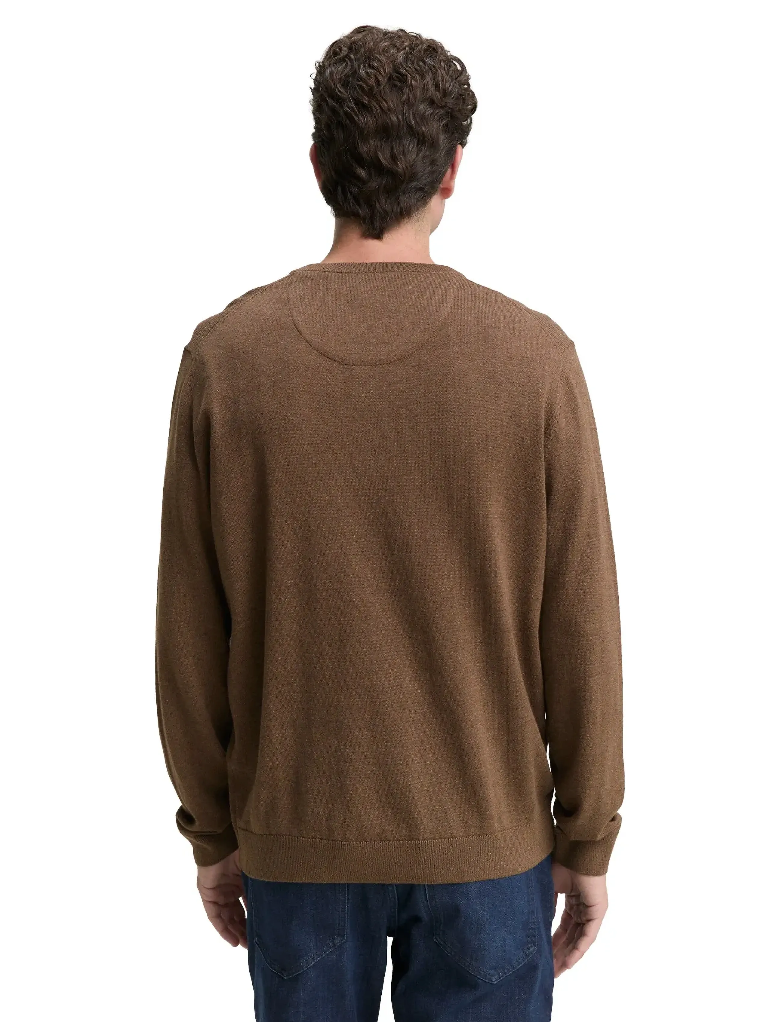 Tom Tailor - basic v-neck knit - strickmode - dark taupe melange - 2