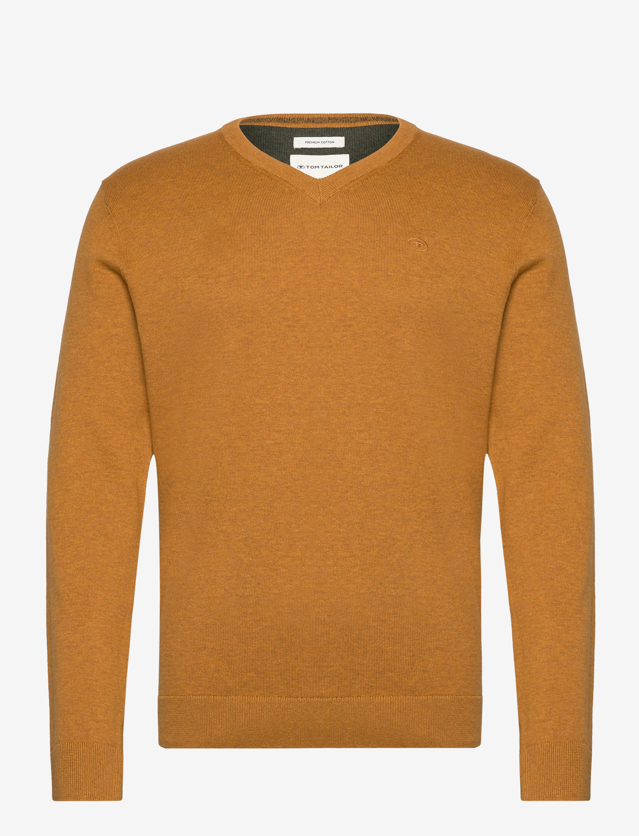 Tom Tailor - basic v-neck knit - efterårstøj - mustard melange - 0