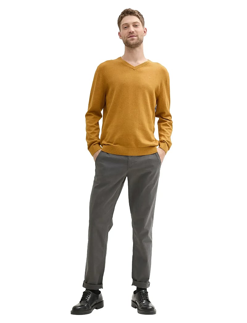 Tom Tailor - basic v-neck knit - v-hals - mustard melange - 0