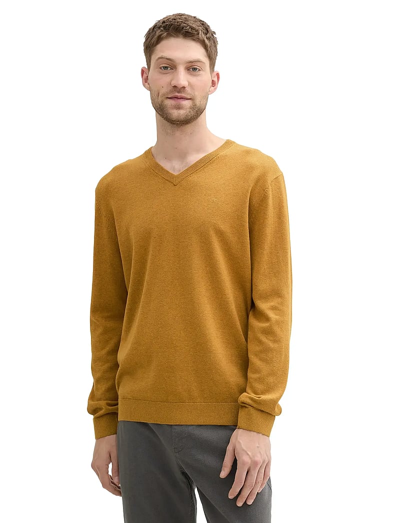Tom Tailor - basic v-neck knit - v-hals - mustard melange - 4