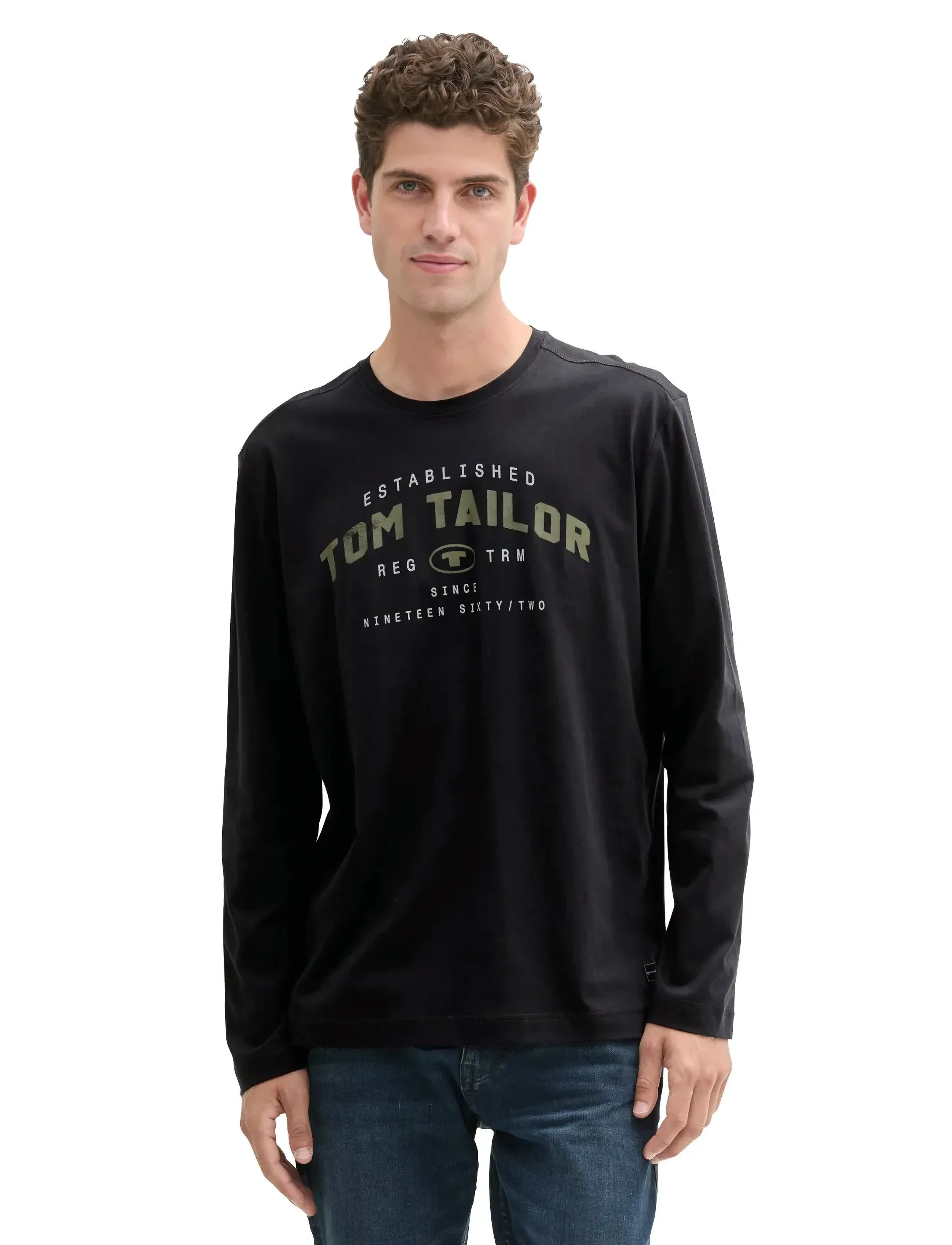 Tom Tailor - printed longsleeve - zemākās cenas - almost black - 3